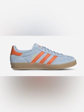 New Adidas Gazelle Indoor Men's Sneakers - Light Gray and Bright Orange